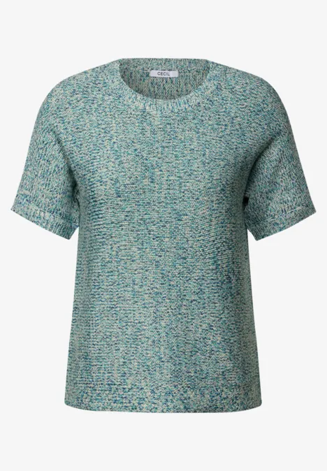 Mouliné Kurzarmpullover cool salvia green