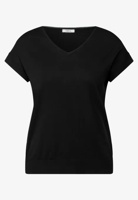 Leichter Kurzarmpullover Black