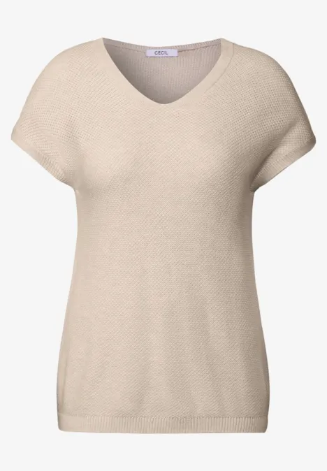 Mouwloze trui met structuur pearl beige mel. Mouwloze trui met structuur pearl beige mel.