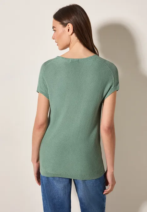 Ärmelloser Strukturpullover matcha green