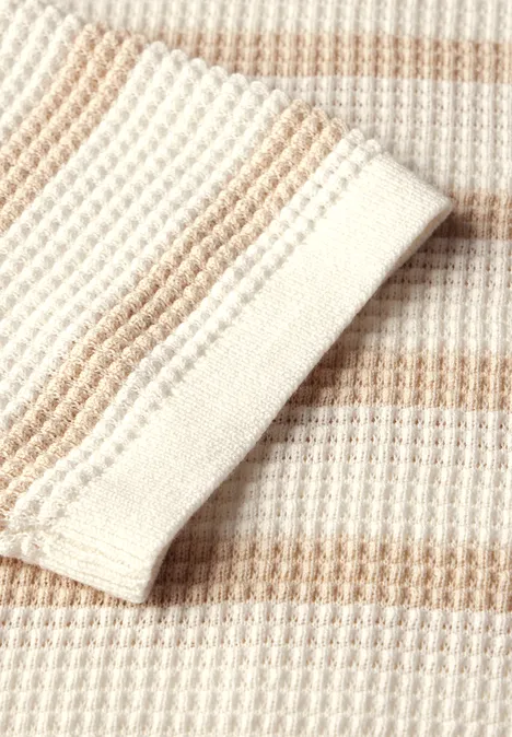 Gestreifter Strukturpullover pearl beige