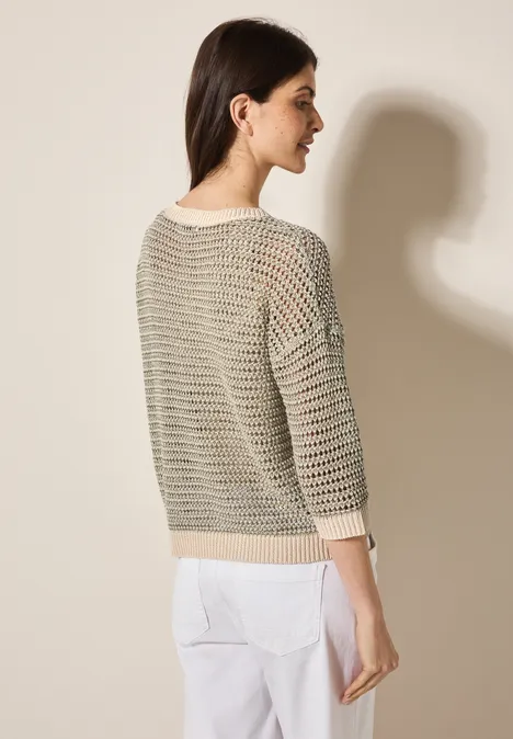 Glitzernder Strukturpullover pearl beige