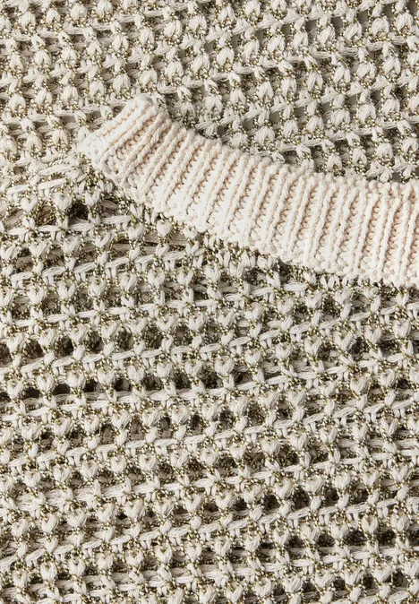 Glitzernder Strukturpullover pearl beige