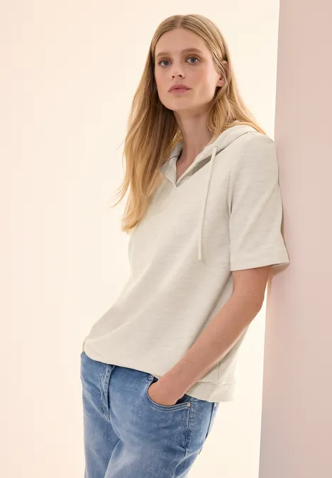 Kurzarm Hoodie pearl beige mel.