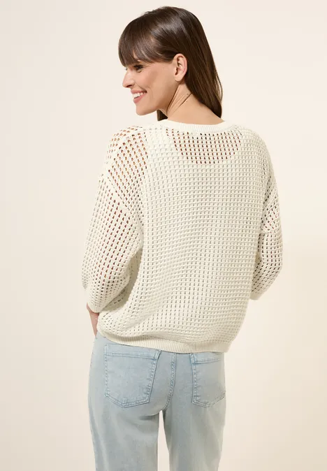 Pullover im Häkel-Optik vanilla white