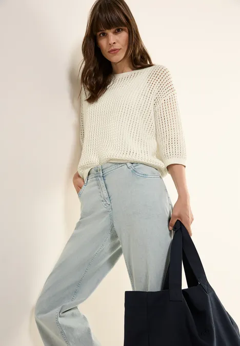 Pullover im Häkel-Optik vanilla white