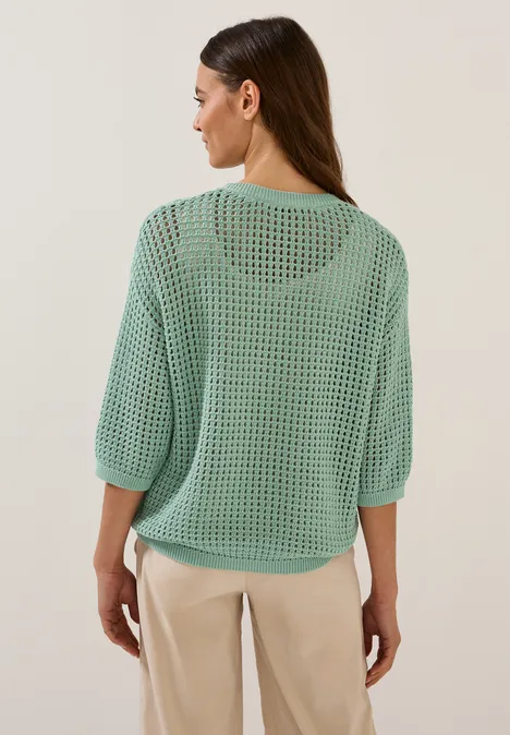 Pullover im Häkel-Optik matcha green