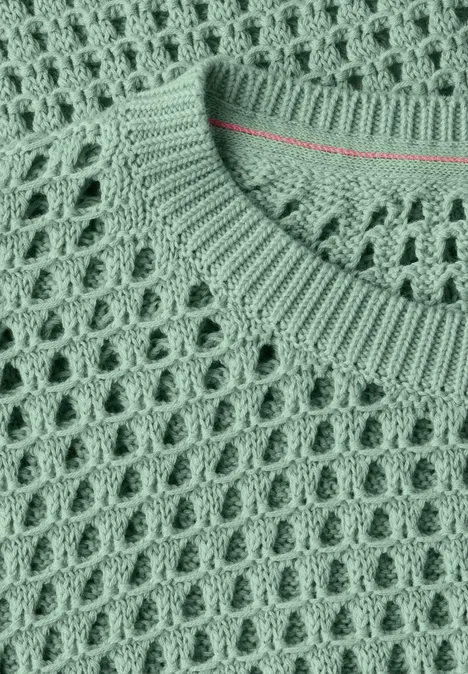 Pullover im Häkel-Optik matcha green