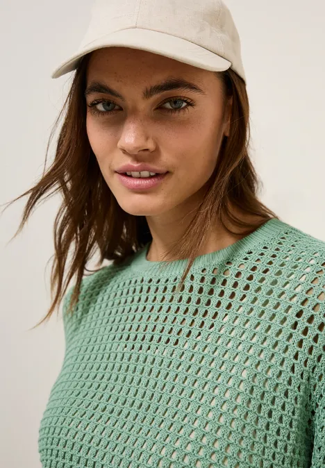 Pullover im Häkel-Optik matcha green