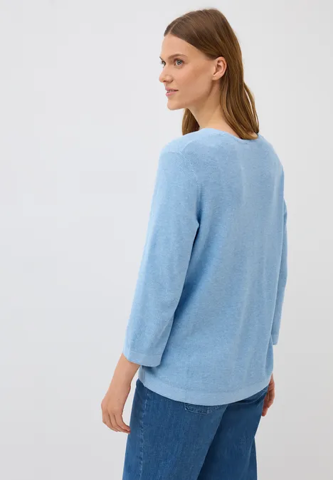 V-Neck Strickpullover whisper blue melange