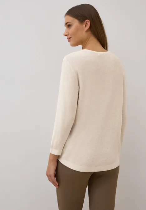 V-Neck Strickpullover oat milk beige melange
