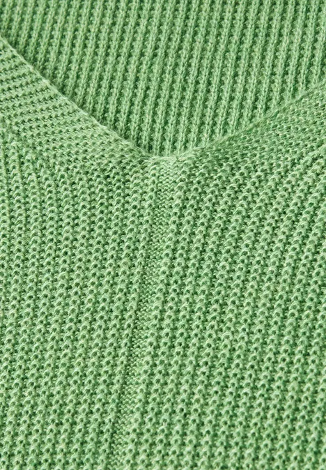 V-Neck Strickpullover fennel green melange