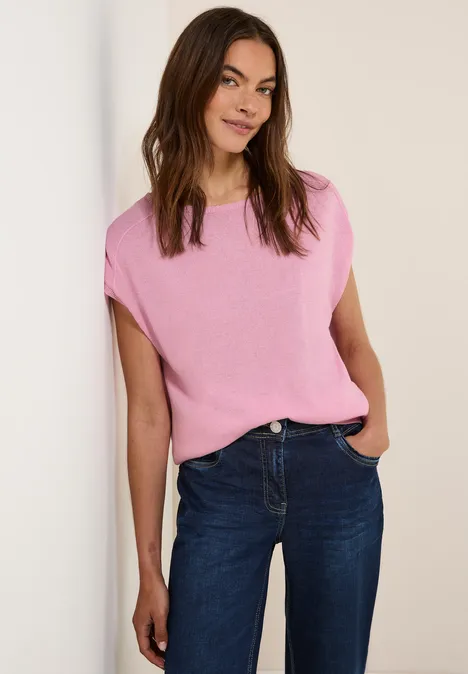 Gebreide trui met linnenlook cherry blossom pink