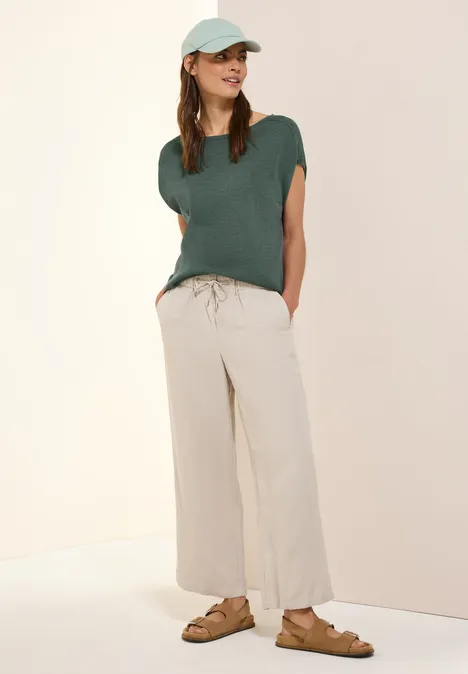 Leinen-Look Strickpullover dark balmy khaki