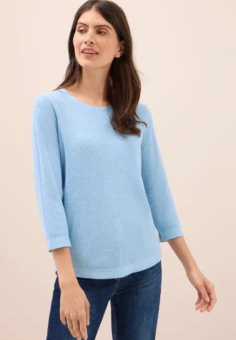 Rundhals Strickpullover whisper blue melange