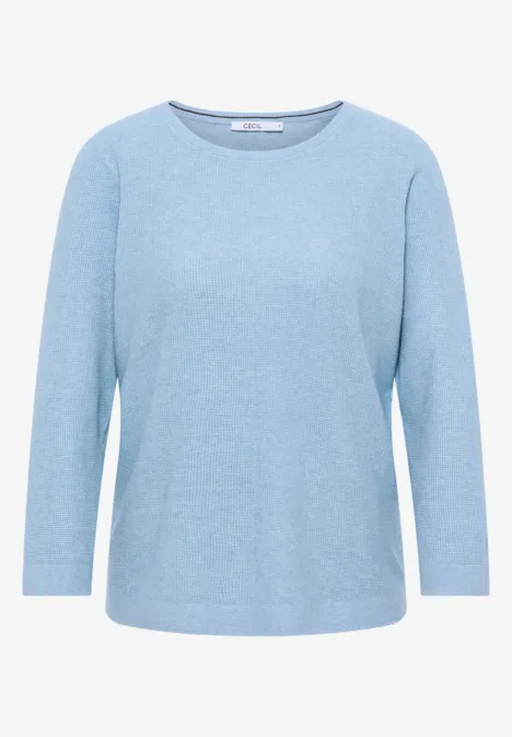 Rundhals Strickpullover whisper blue melange