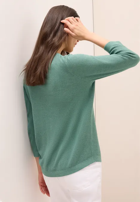 Rundhals Strickpullover jewel green melange