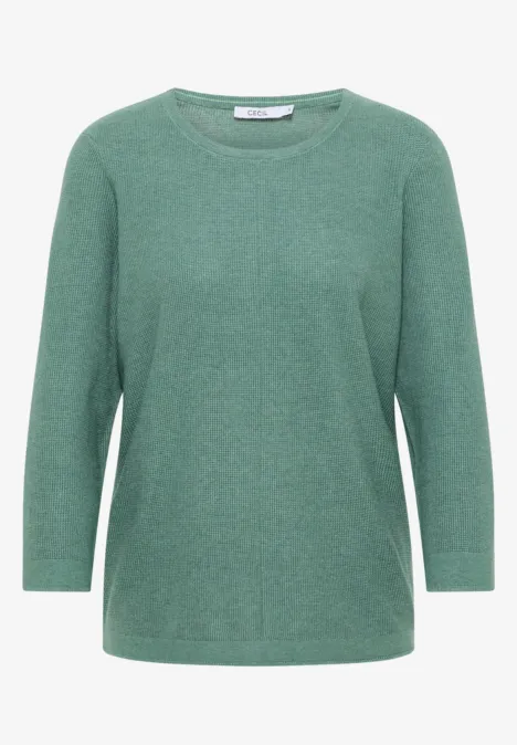 Rundhals Strickpullover jewel green melange