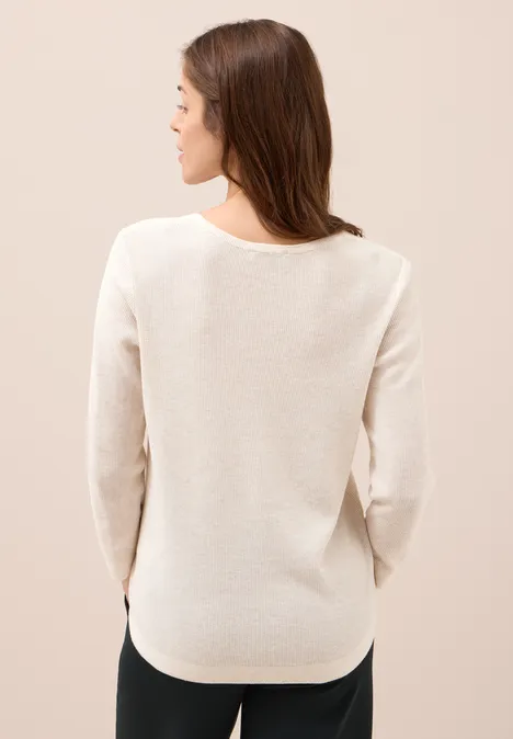 Rundhals Strickpullover oat milk beige melange