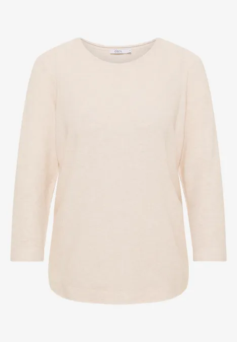 Rundhals Strickpullover oat milk beige melange