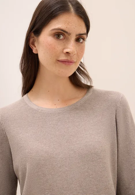 Rundhals Strickpullover toffee cream melange