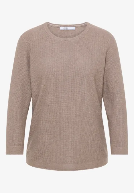 Rundhals Strickpullover toffee cream melange