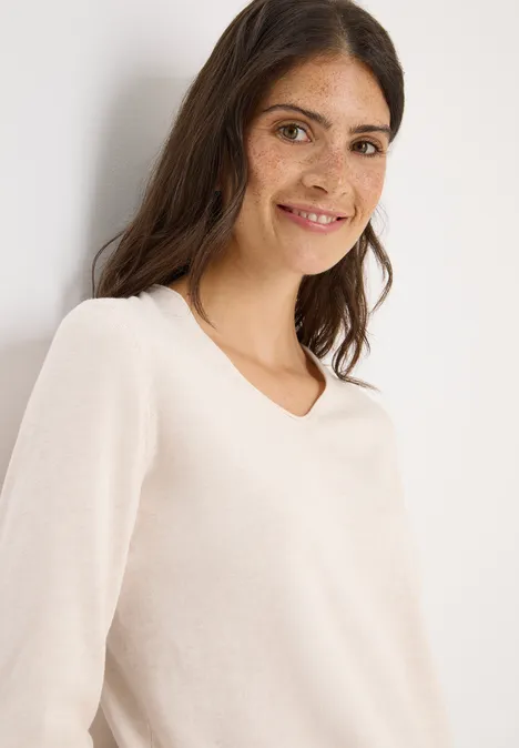 Basic Pullover oat milk beige melange