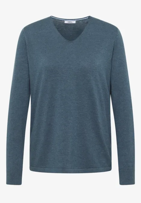 Basic Pullover dull teal blue melange