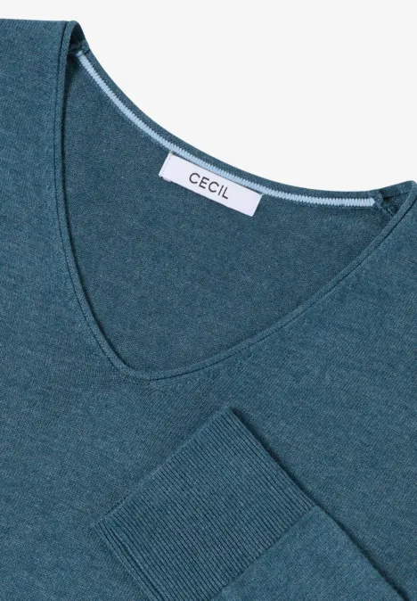 Basic Pullover dull teal blue melange
