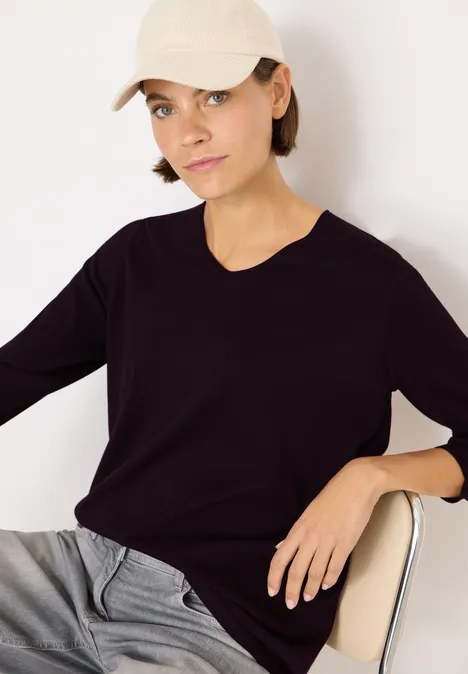 Basic Pullover eggplant red