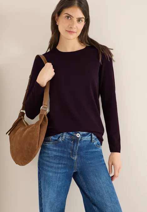Basic Pullover eggplant red
