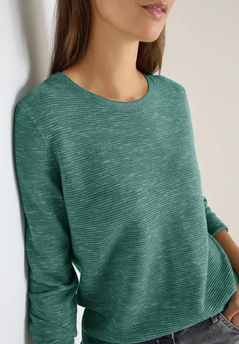 Strukturpullover smoky green heather melange