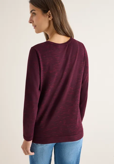 Strukturpullover eggplant red heather melange