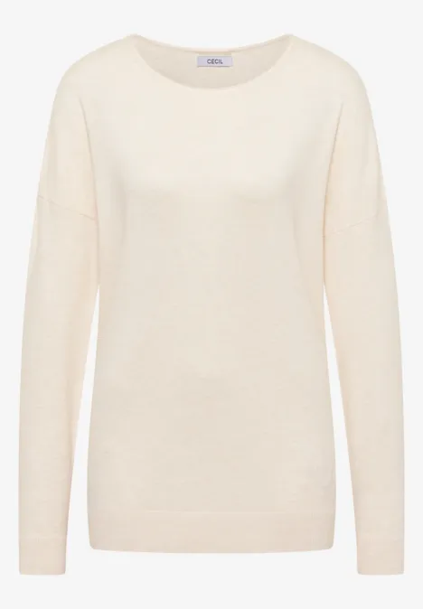 Pullover mit Strukturdetail oat milk beige melange