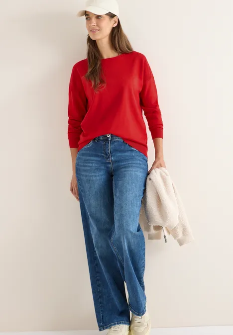 Pullover mit Strukturdetail fiery red