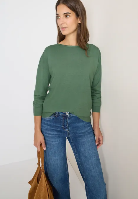Trui met structuurdetails highland green melange