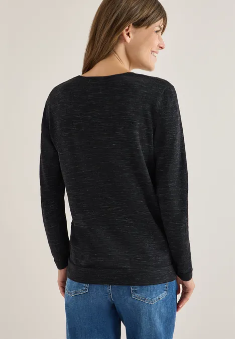 Trui met V-hals salt-pepper heather melange