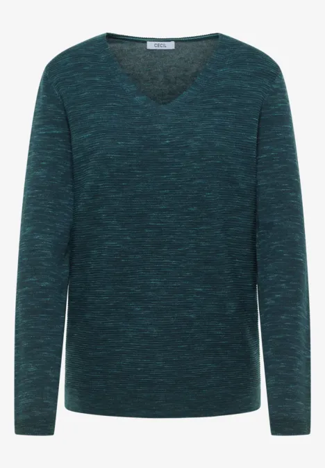 Trui met V-hals pine green heather melange