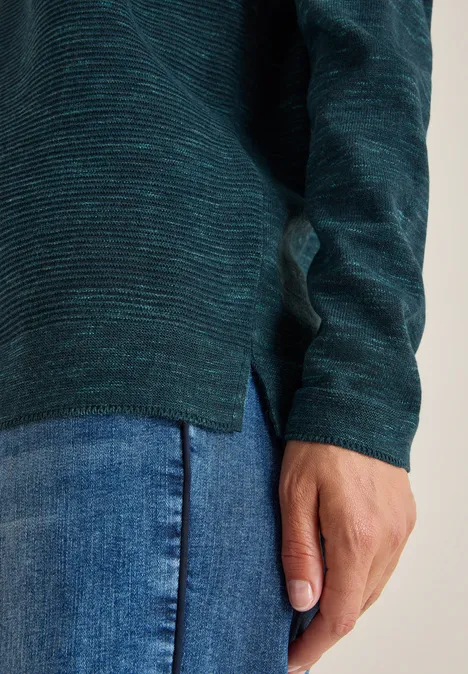 Trui met V-hals pine green heather melange