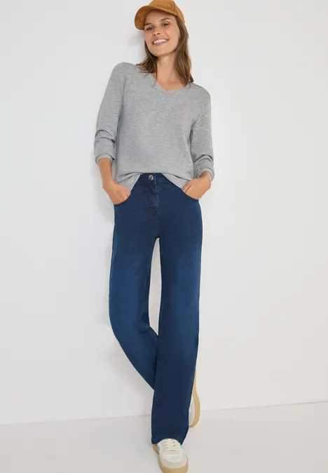 Trui met V-hals heather silver chalk melange