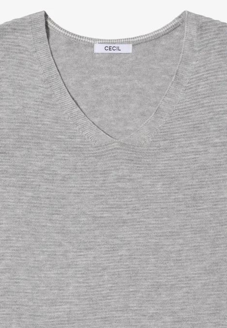 Trui met V-hals heather silver chalk melange