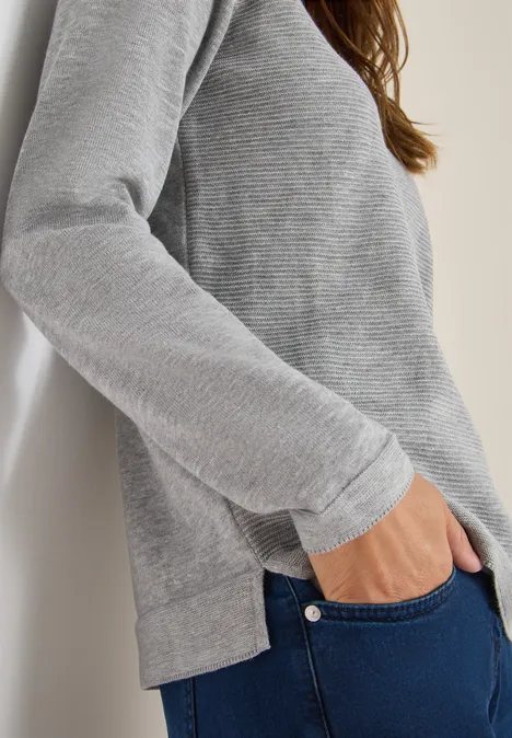 Trui met V-hals heather silver chalk melange