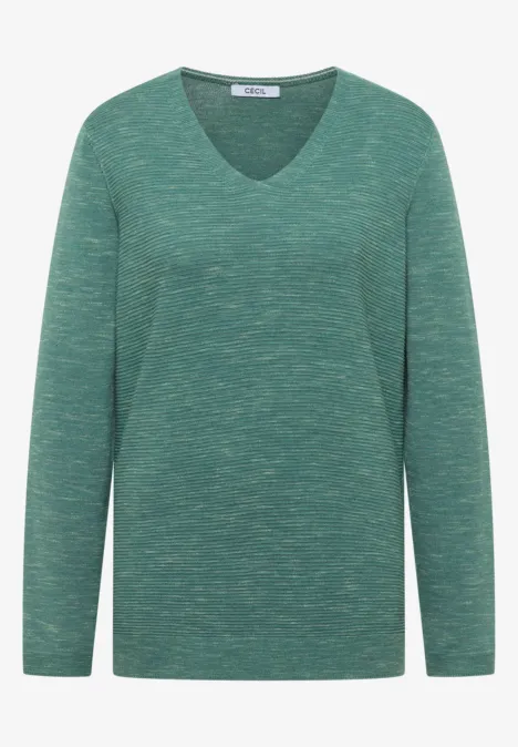 V-Neck Pullover smoky green heather melange