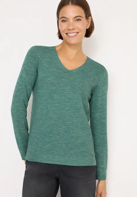 V-Neck Pullover smoky green heather melange