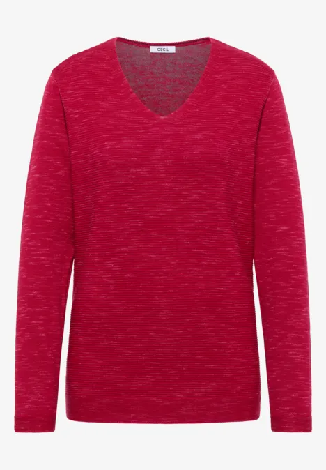 V-Neck Pullover beaujolais red heather mel.