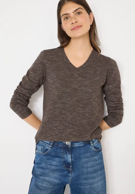 V-Neck Pullover mushroom taupe heather mel.