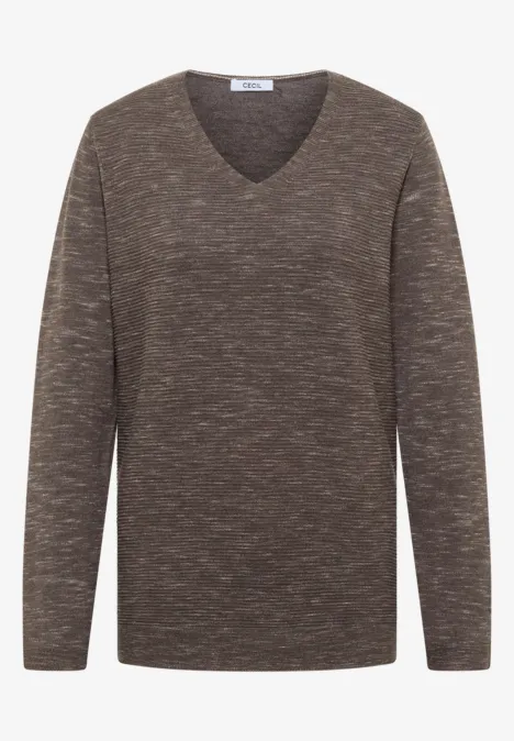 V-Neck Pullover mushroom taupe heather mel.