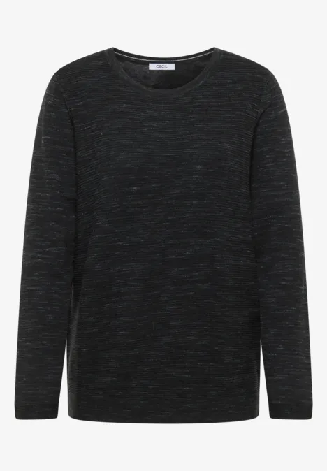 Pull à col rond structuré salt-pepper heather melange