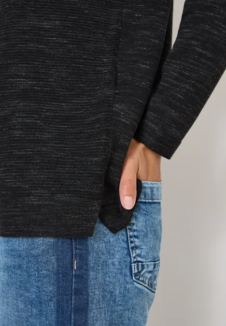 Pull à col rond structuré salt-pepper heather melange
