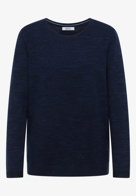 Pull à col rond structuré deep blue heather melange